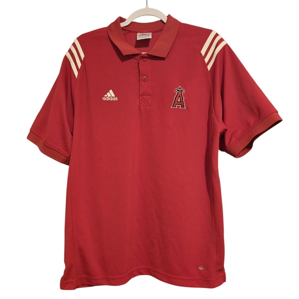 Adidas Los‎ Angeles Angels Men's Red Short Sleeve Polo Shirt Size Medium